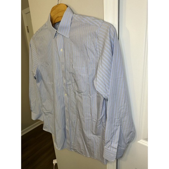 Brooks Brothers Mens 17-35 Classic Dress Shirt Long Sleeve Full Button‎ Up Blue - Picture 5 of 10